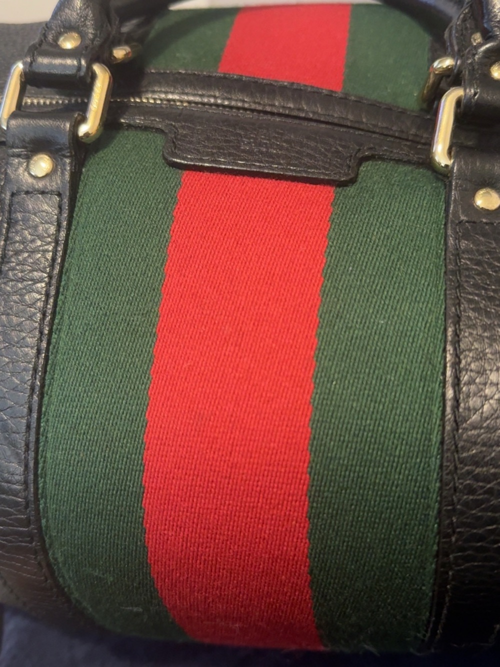 Gucci Web Stripe Leather Boston/Duffel Bag – Black - Picture 4 of 5